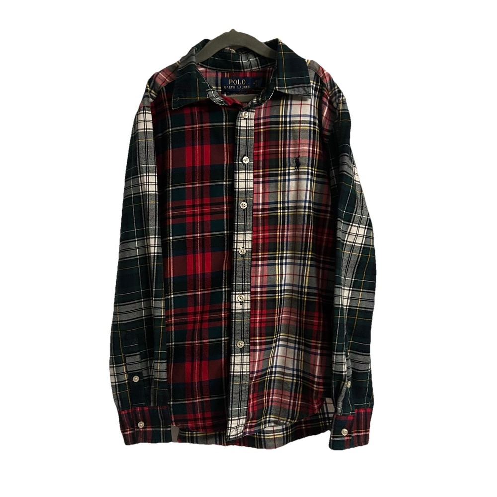 Polo Ralph Lauren Performance Boys Flannel Shirt Lg Sleeve Plaid Button M 10-12